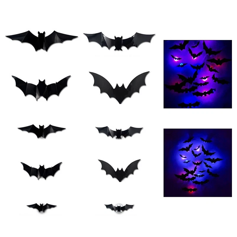 3D Bat Stickers Bat Stickers Set Halloween Party Setup Easy Installation Removal - Image 4 of 4