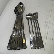 NORTHLAND Norwegian Wood Stainless Japan Lot 8 ice tea spoons 5 cocktail forks
