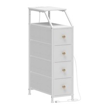 Narrow Dresser Tall Skinny Storage 18.9"D x 9.8"W x 34.4"H 4 Drawers White