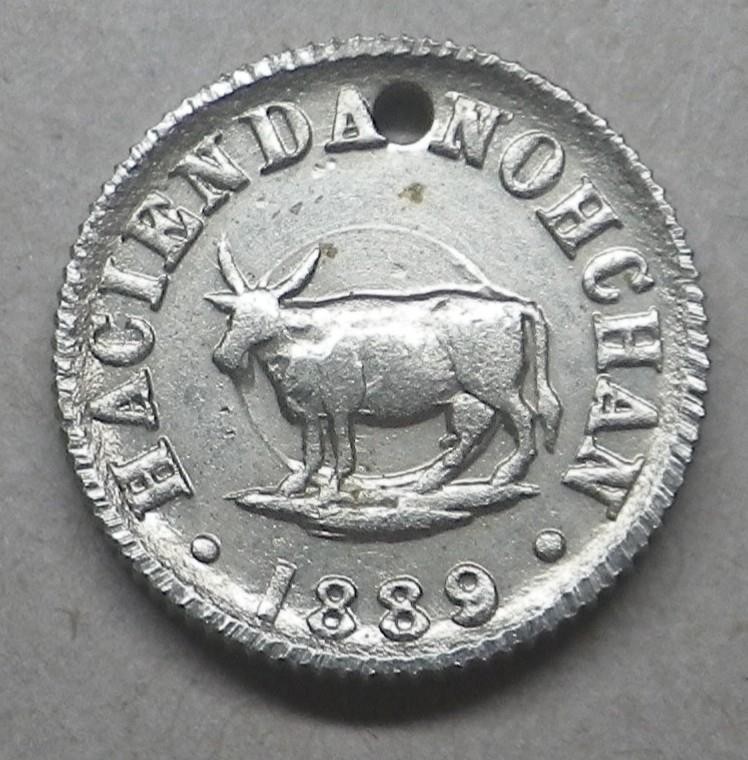 1889 Hacienda Nohchan, Seyé, Yucatán Mexico, cow pictorial, nickel-plated copper