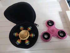 Metal Brass Fidget Spinner All Metal Toy With Case And Bonus Pink Speckled One