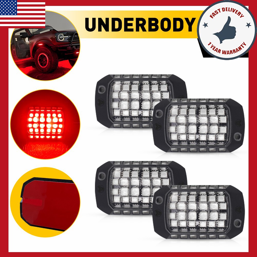 36 LED Red Rock Lights for Offroad Trucks SUVs Pickups Underbody Glow