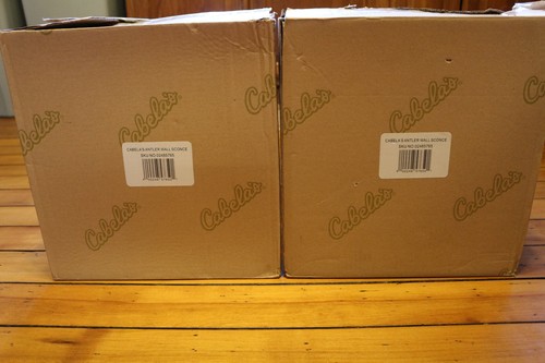 Set of 2 Cabela's Antler Wall Sconce Lamps with Shades Rustic 12x11 NEW IN BOX - Picture 6 of 7
