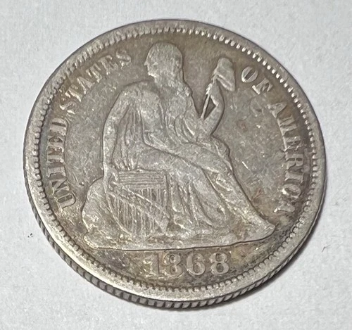 1868 P Seated Liberty Dime 10c Better Grade VF-XF Condition!