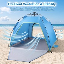 2-3 Personen Automatik Strandzelt UV-Schutz Strandmuschel Pop Up Zelt Wurfzelt