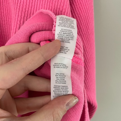 Aerie Ribbed V Neck Neon Pink Oversized Sweatshirt Womens Size Small - Picture 4 of 6
