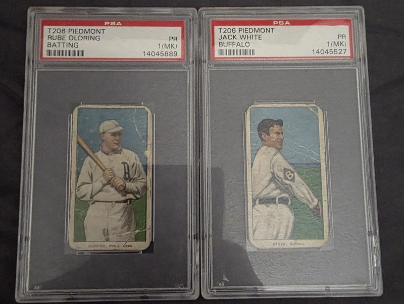 1909-11 T206 Rube Oldring/Jack White Buffalo Cards PSA1