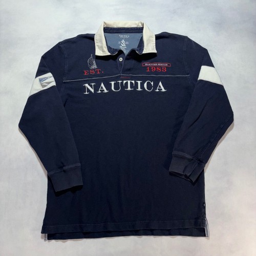 Nautica Heritage Long Sleeve Rugby Polo Shirt Men's XXL Sailing Nautical Preppy