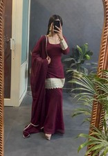 SALWAR KAMEEZ INDIAN PAKISTANI WEDDING PARTY DRESS BOLLYWOOD SHARARA PLAZZO SUIT