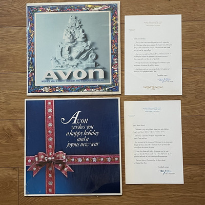 Holiday Album Lot (2): ''Avon Christmas'', 1970s, w/ Letters from Avon Pres., VG+