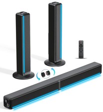TV Sound Bar, Soundbar with RGB LED Lights  2.1CH Bluetooth Speaker Surround...