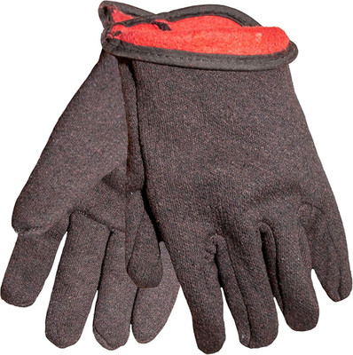 G & F Products Brown Jersey Winter Work Gloves with Red Fleece Lining
