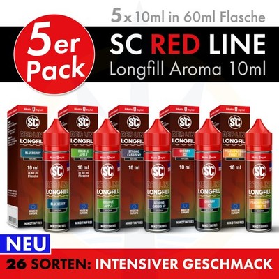 5x SC Red Line Longfill Aroma 10ml in 60ml Liquid Flasche intensiver Geschmack