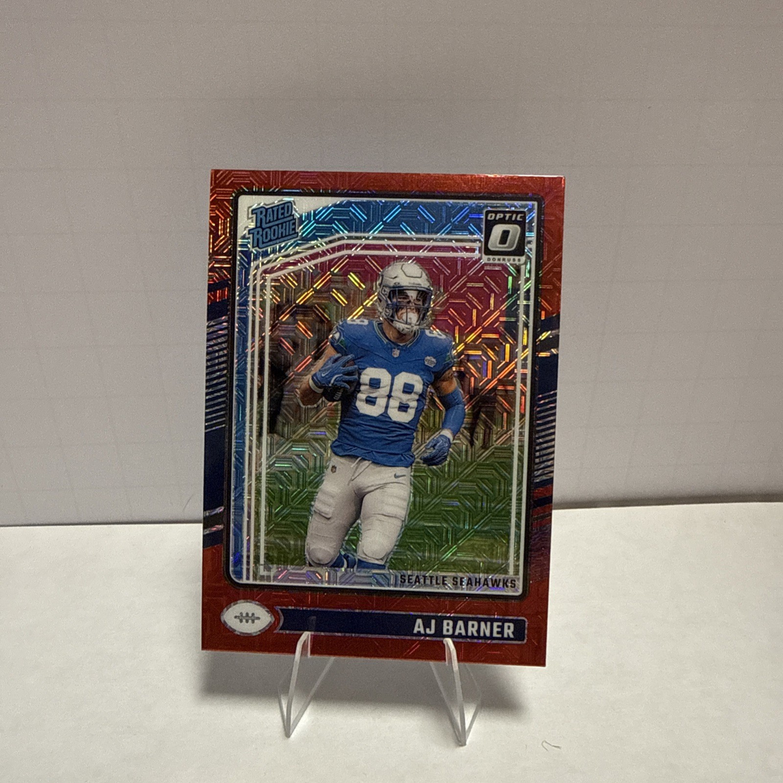 2024 Panini Donruss Optic - Rated Rookie AJ Barner #204 Red Mojo Prizm (RC)
