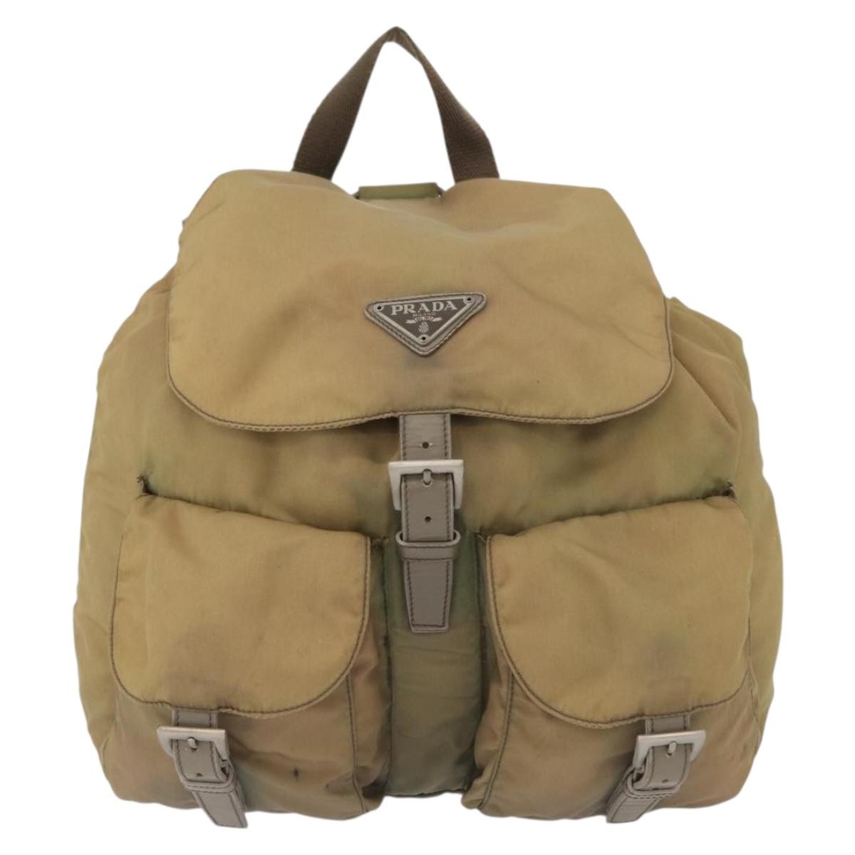 PRADA Backpack Nylon Beige Silver Auth 164845 thumbnail 2