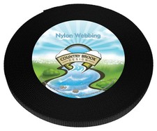 Country Brook Design 3/8 Inch Black Heavy Duty Nylon Webbing, 10 Yards
