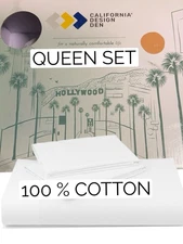 California Design Den Queen Sheet Set - Luxury 600 Queen, 01 - Bright White 