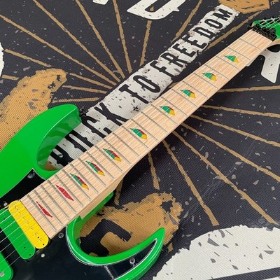 Green 7s Electric Guitar HSH Black Parts Maple Fretboard Color Inlay Free Ship