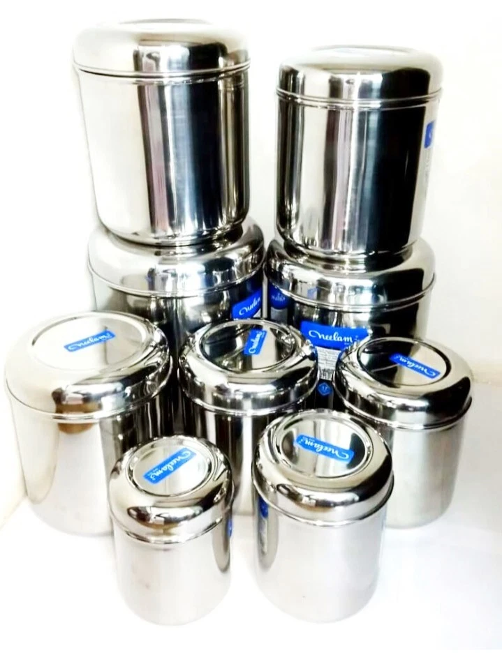 Neelam stainless steel Food Canister Set 9 pcs 500 ml to 5 kg kitchen containers