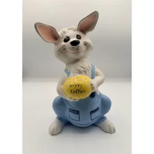 Vintage Byron Molds Ceramic Easter Bunny Figurine Hand-Painted 