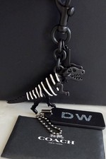 NEW COACH BLACK/WHITE METAL REXY BAG CHARM RARE