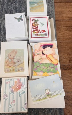 VTG Lot Of 7  Current Just A Notes  Stationary Cards Animals Floral Open Boxes