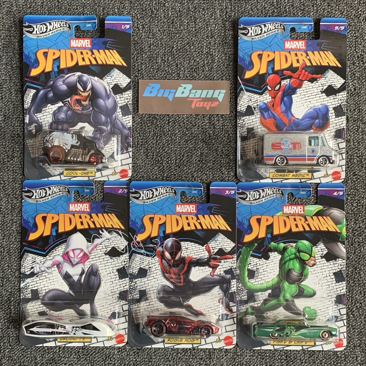 Hot Wheels Silver Series Marvel Spider-Man 2026-L Set of 5 (In