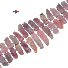Madagascar Rose Quartz Graduated Slab Stick Points Beads 10x25-12x45mm 15.5" Str