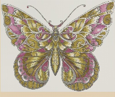 Colorful Lavender Butterfly Counted Cross Stitch Chart Pattern Colorful Lavender Butterfly Counted Cross Stitch Chart Pattern