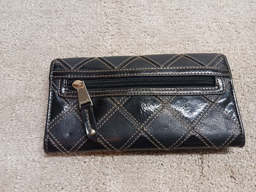 Tignanello Fine Shine Flap Clutch Tri Snap Wallet Black Leather NWT - Picture 14 of 20