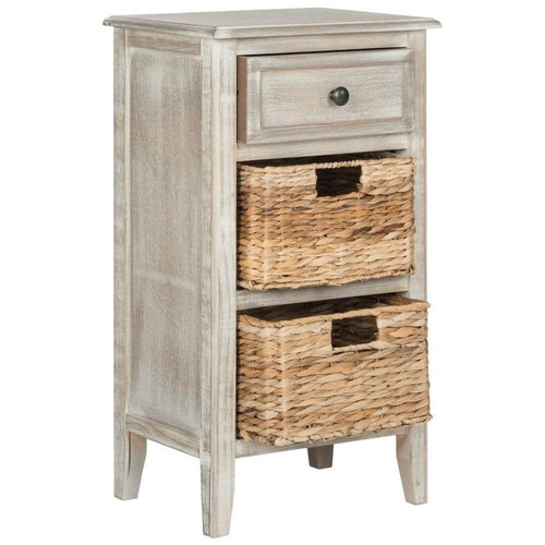 Safavieh End/SideTable Storage 26"Hx15"Wx11.8"D 3Drawer Rectangle SolidwoodWhite - Picture 3 of 3