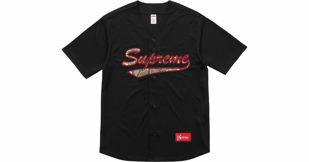 Supreme Snake Script Logo Baseball Jersey