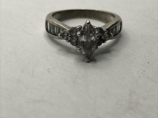 Vintage marquise CZ Gemstone 925 Sterling Silver Handmade Ring size 6.75