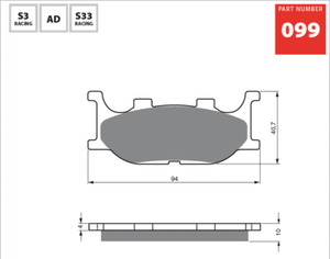 RMS Juego de dos pastillas de freno para Yamaha Majesty 250/ 96//99