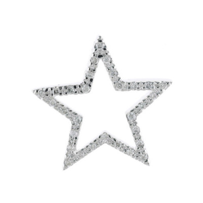 14K Weißgold Diamant Stern Anhänger mit 18'' Kette