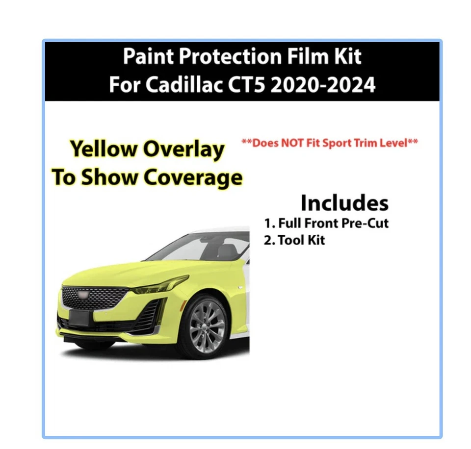 Kit de capa de filme PPF sutiã transparente compatível com Cadillac CT5 2020-2024 - Imagem 2 de 4