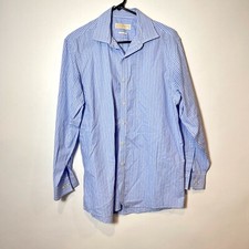 Michael Kors Button Up Dress Shirt Mens 16 Blue Long Sleeve Checkered Non Iron