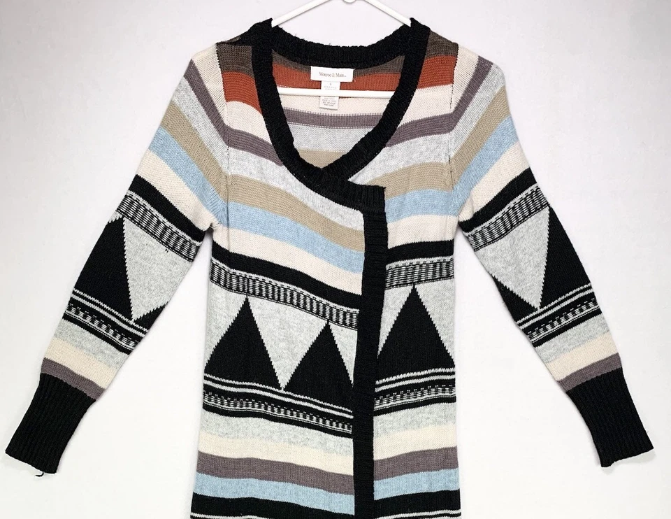 Monroe & Main Mujeres Suroeste Azteca Tejido Abierto Bata Largo Plumero Kimono Pequeño Foto 2 de 4