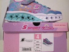 S Sport By Skechers Girls Kortney Star Print Sneakers Lavender/Teal Green Size 4