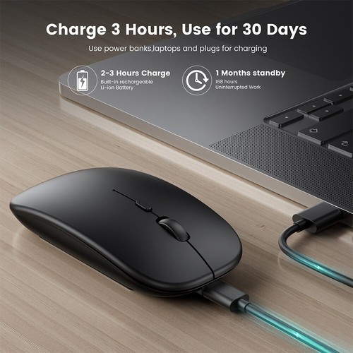 Rechargeable Wireless Mouse Bluetooth Mouse Computer Ergonomic Mini Usb Mouse - Picture 3 of 7