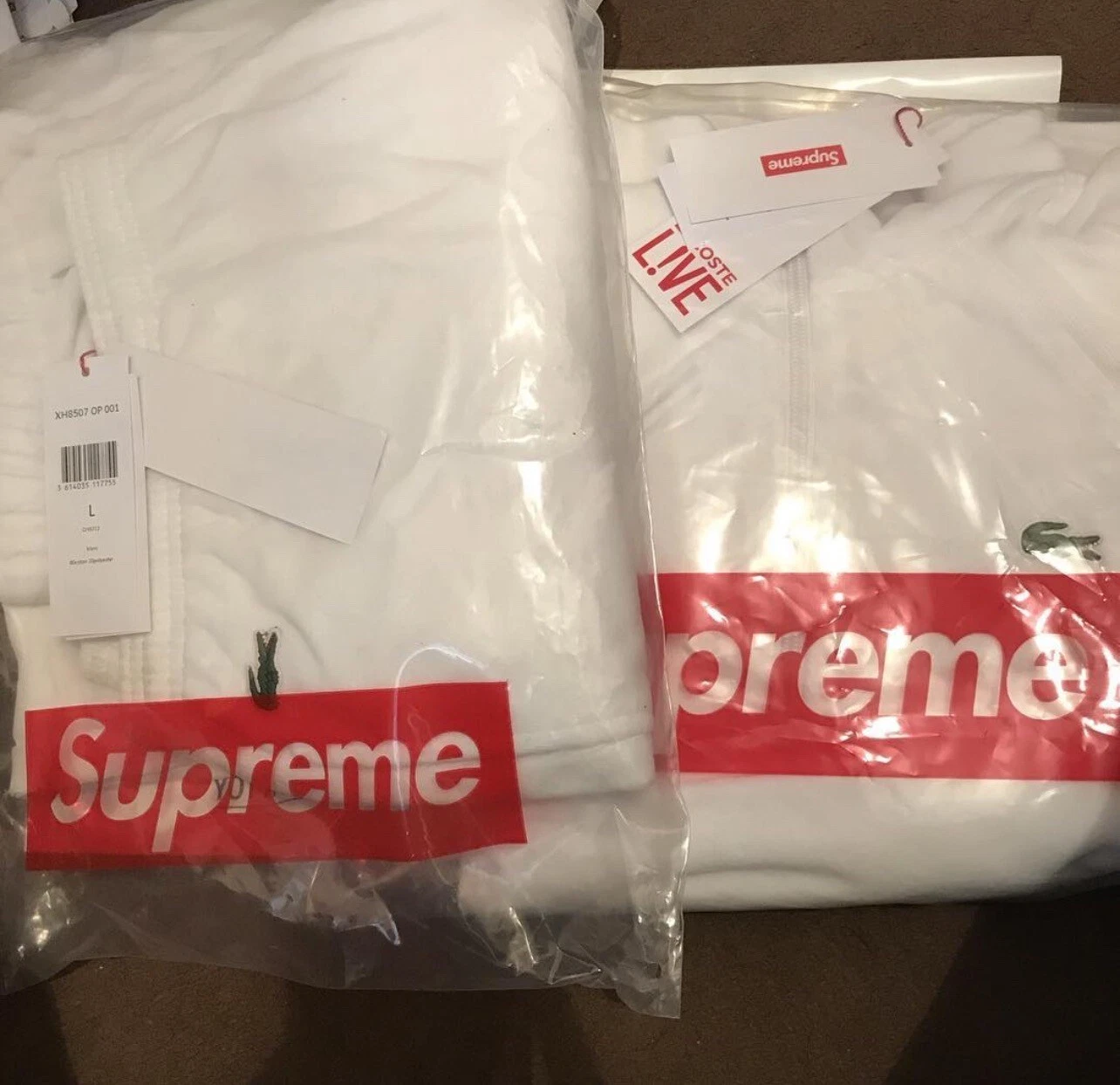 Supreme Lacoste combinaison de piste velours blanc grande 