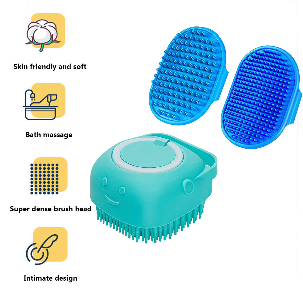 3Pack Dog Shampoo Brush with Soap and Shampoo Dispenser for PetDog