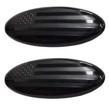 2pcs 9" Black FRONT GRILL Tailgate US Flag Oval Emblem Badge Trim Ford F150 F250