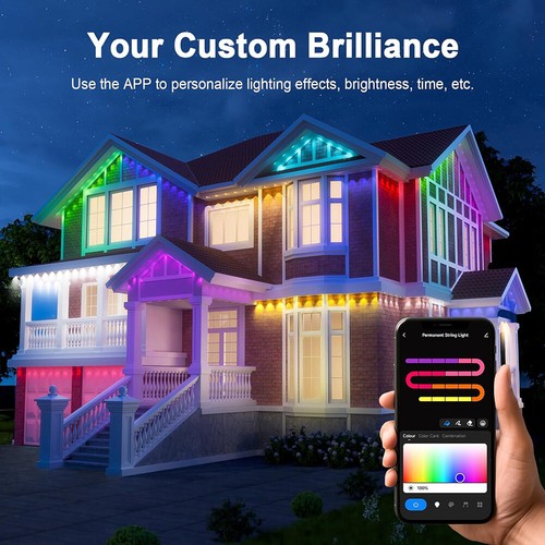 5M 15M 30M Permanent Outdoor String Light Bluetooth RGBIC LED Eaves Lamp Deco - Picture 7 of 26
