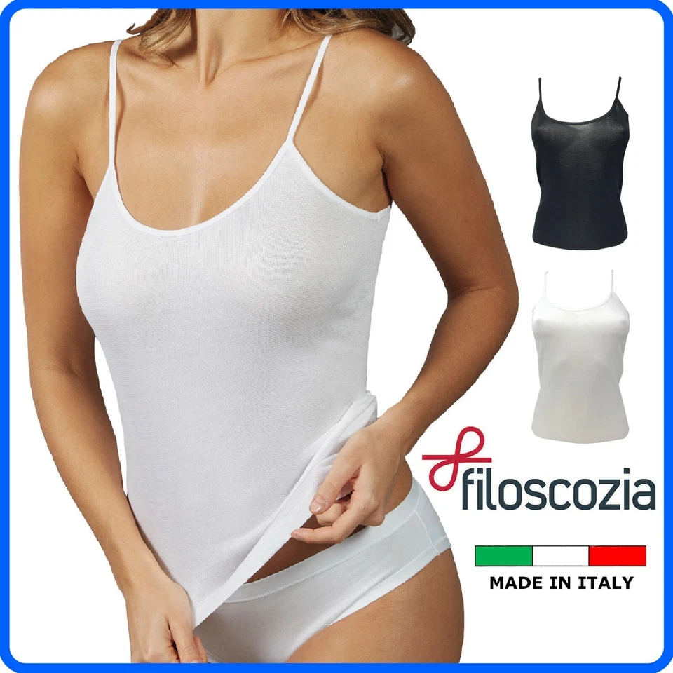 Canotta da donna intima spallina spalla stretta in puro cotone filo di scozia