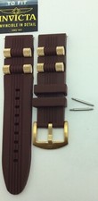 24mm Brown Rubber Diver Band strap fits INVICTA Russian Gold bullet band  Pins.