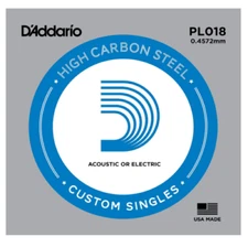 5 Pack .018 Gauge D'Addario Plain Steel Single Electric or Acoustic Guitar PL018