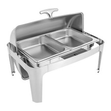 9.54QT Stainless Steel Chafer Buffet Chafing Dish Roll Top Food Warmer Rectangle