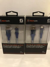 2 Pack - 6ft Micro USB Sync Charger Cable With Micro USB connector & Hook