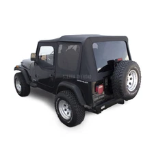 Jeep Wrangler YJ Soft Top, 88-95, Upper Doors, Tinted Windows, Black Sailcloth